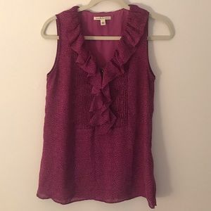 Magenta Silk Printed Sleeveless Blouse